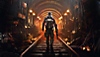 Arte guía de Metro Awakening que muestra una figura solitaria que camina por un túnel
