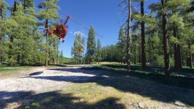 Microsoft Flight Simulator 2024 screenshot showing a helicopter in a forested area