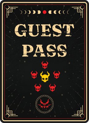 A promotion graphic for the Mignight Murder Club Guest Pass.