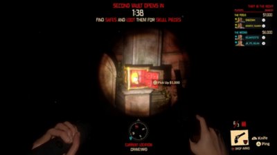 Gameplay screenshot from Midnight Murder Club featuring an open safe lit by a flashlight.