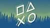 Illustratie voor de gids voor welzijn van PlayStation met vier PlayStation-symbolen voor een rustgevende achtergrond met bomen