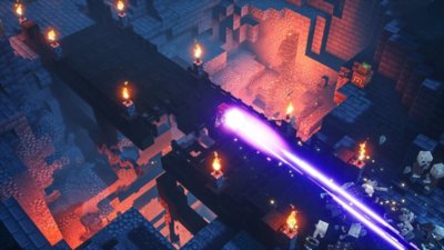لقطة شاشة للعبة Minecraft Dungeons تعرض شعاع ليزر
