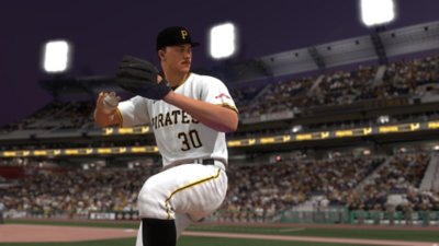 MLB The Show 25 screenshot showing Paul Skenes pitching