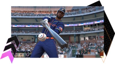 Screenshot MLB The Show 25 waarop Yordan Alvarez de bal raakt