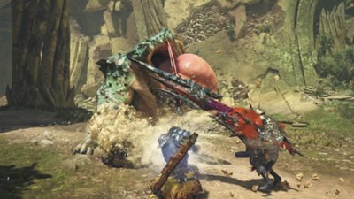 モンスターハンター ワイルズ スクリーンショット チャタカブラに立ち向かう2人のハンター