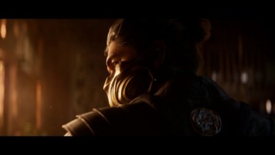 لقطة شاشة للعبة Mortal Komabt 1 تظهر Sub Zero وهو واقف بتحدٍ