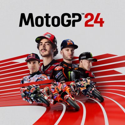 MotoGP™24 key art showing drivers looking over their bikes.