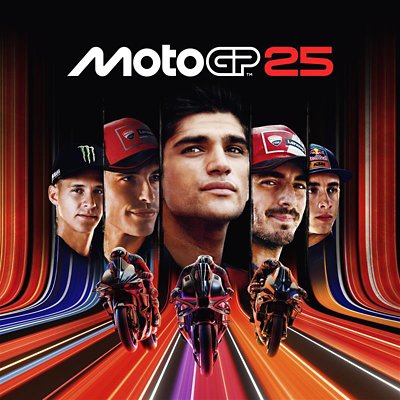motogp25 store art featuring racers and motorcyles with rainbow like abstract lines