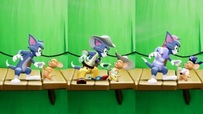 MultiVersus screenshot showing different outfits for Tom and Jerry