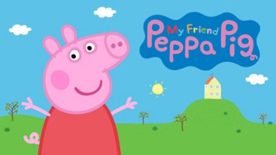 Peppa waves hello in front of her house in My Friend Peppa Pig for PS4, PS5