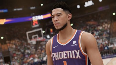 لقطة شاشة للعبة NBA 2K23 تعرض Devin Booker مع Phoenix Suns