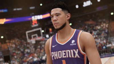 NBA 2K23-screenshot van Devin Booker van de Phoenix Suns