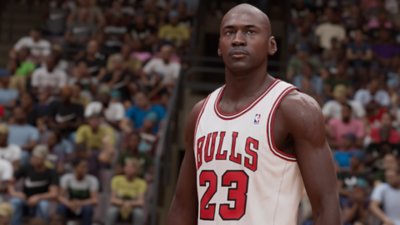 NBA 2K23 ekran görüntüsü, Chicago Bulls'tan Michael Jordan'ı gösteriyor