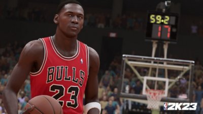 NBA 2K23 - Video in loop che mostra Michael Jordan che tira e fa canestro