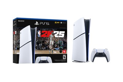 NBA 2K25 PS5 bundle art showing PS5 console box with NBA 2K25 logo