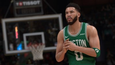 Captura de pantalla de NBA 2K25 con un jugador de los Boston Celtics 