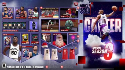 An image showing the Seasonal Rewards available in NBA 2K25 Season 3