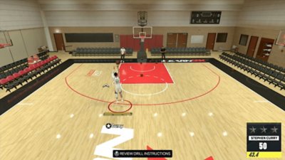 A short video showing NBA 2K25 shootaround skill training