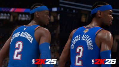 Imagen de NBA 2K26 que muestra la mejora de imagen de la nueva edición con respecto a NBA 2K25