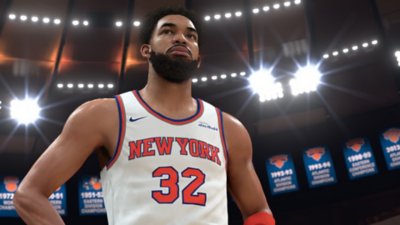 Captura de pantalla de NBA 2K26 que muestra al jugador de los New York Knicks Karl-Anthony Towns Jr