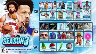 Imagen que muestra las recompensas de temporada disponibles en la temporada 3 de NBA 2K26