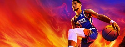 Arte de héroe de NBA 2K23 que muestra a Devin Booker, de los Phoenix Suns