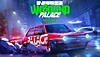 Nøglegrafik til Need for Speed Palace Edition, som viser en rød hatchback, der drøner forbi med politiet i hælene
