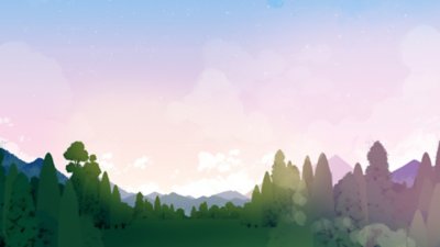 Neva background artwork showing the tops of trees and a blue and pink sky