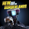 Cover art for New Tales from the Borderlands showing a robot holding a Psycho mask