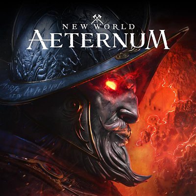 Arte de tienda de New World Aeternum que muestra a un personaje en llamas y rojo