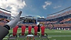 Snímek obrazovky ze hry NFL Pro Era ukazuje hráče, jak trénují hody v tréninkové minihře