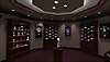 NFL Pro Era-screenshot van een prijzenkamer met een Vince Lombardi-trofee in het midden.