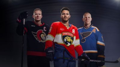 NHL 26 hero artwork showing three players