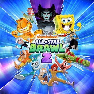 Grafika hry Nickelodeon All Star Brawl 2 zobrazujúca rôzne postavy