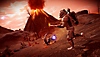 No Man's Sky – Capture d'écran montrant un personnage en train de fuir un volcan