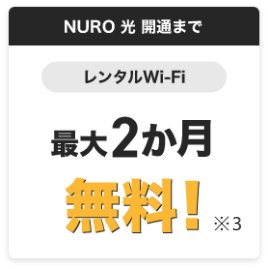 NURO 光 開通までレンタルWi-Fi最大2か月無料！※