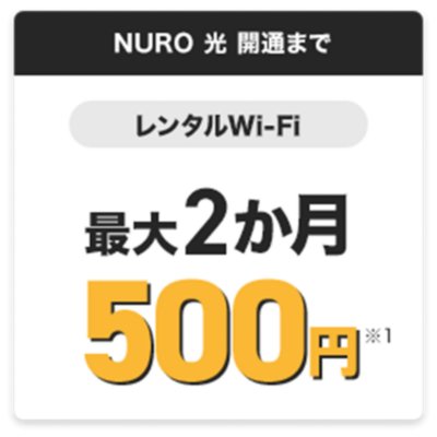 NURO 光 開通までレンタルWi-Fi最大2か月500円！※
