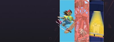 OlliOlli World Editor's Choice artwork featuring three screenshot examples