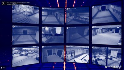 Operation Tango screenshot - a bank of security camera screens showing different locations