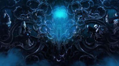 Outriders background artwork - blue swirl