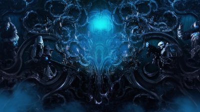 Outriders background artwork - blue swirl