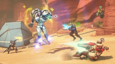 Overwatch 2 – Screenshot mit kämpfenden Charakteren