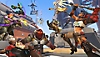 لقطة شاشة من لعبة Overwatch 2 يظهر فيها مجموعة من الشخصيات يخوضون معركة