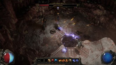 Path of Exile 2 — Captura de tela mostrando um encontro com um inimigo chamado Balbala, o traidor