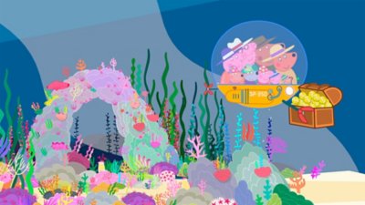 Peppa Pig: World Adventures screenshot showing a group pf characters in a submarine