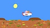 Ein Screenshot aus Peppa Pig: Eine Welt voller Abenteuer, der eine Gruppe von Charakteren zeigt, die ein Flugzeug fliegt