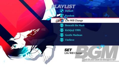 Captura de tela de Persona 3 Reload mostrando a tela de seleção de música de fundo.
