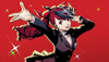 붉은색 배경에 주인공 카스미를 보여주는 Persona 5 Royal 키 아트입니다.