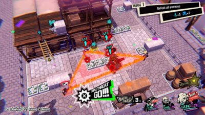 Persona 5 Tactica – Screenshot, der einen Kampf zeigt