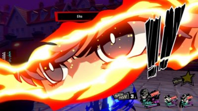 Persona 5 Tactica screenshot showing a close-up of a character's eyes